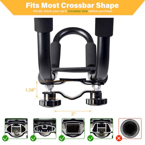 PIRIPARA Kayak Roof Rack 2 Pairs J-Bar Carrier Holder for Canoe, SUV, Cars, Truck, Surf Ski, Car Top Mount Racks for Trip, Set of 4