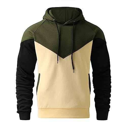 Fleece Hoodie for Men Color Block Pullover Sweatshirt Long Sleeve Drawstring Sweatshirt Fashion Trendy Coat Clothes2