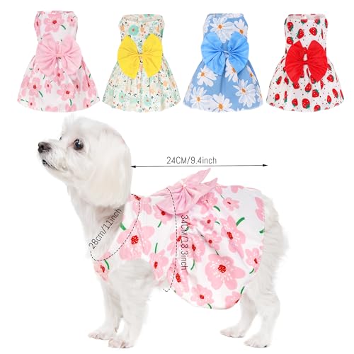 choyaxo 4pcs Cute Dog Dress Pet Dress Puppy Skirt Summer Pet Clothes for Puppy Small Cats - Image 3