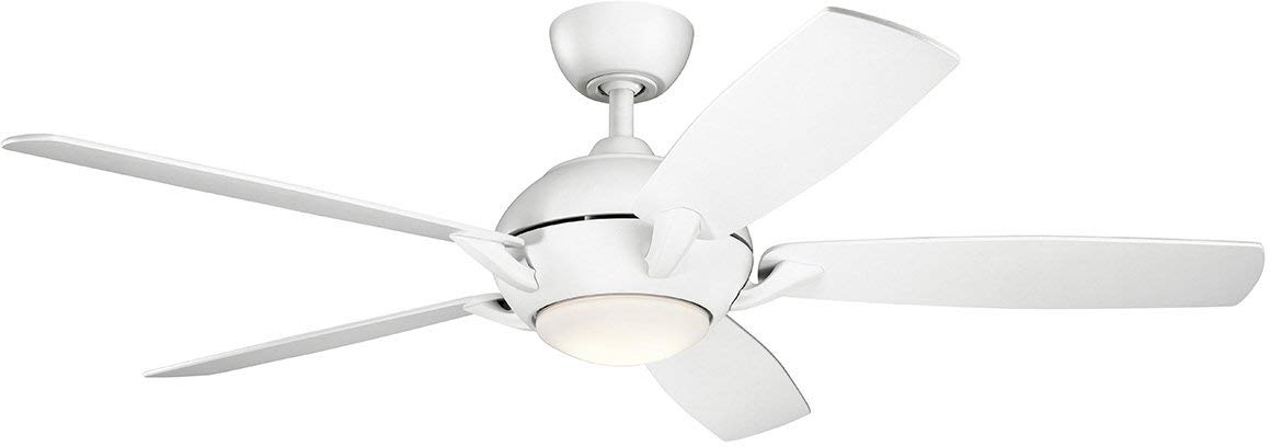 Kichler Lighting 330001MWH Geno-54 Ceiling Fan with Light Kit, Matte White Blade Finish, 54 inches
