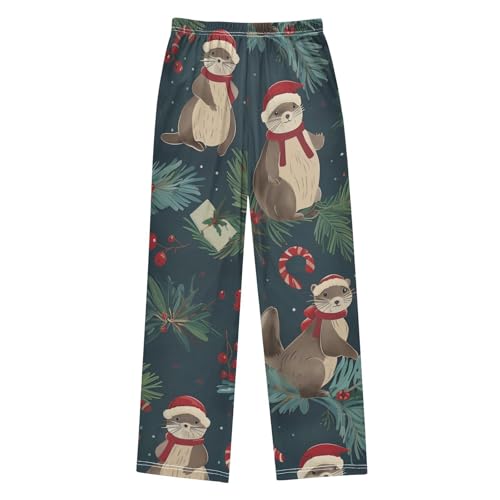 ZZXXB Otter Spruce Branch Boys Long Pants Soft Trousers Elastic Waist Kids Lounge Bottoms with Pockets S-XL2