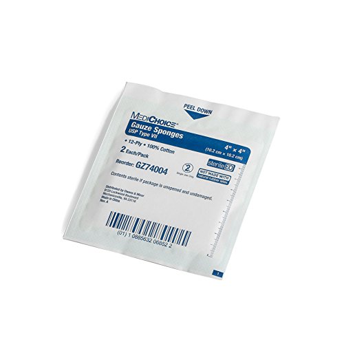 MediChoice Sterile Gauze Sponge, 4x4 Inch, 12-Ply, USP Type VII, Wound Care for First Aid, GZ74004, White, Case of 600 miniatura 3