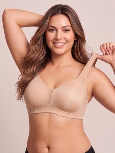 Image of Women's Full Coverage Lightly Padded Bra | Mesh Panel Everyday Comfort Bra | Broad Support Straps | Breathable Soft Fabric Adjustable Straps