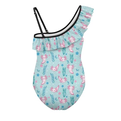 Girls' Ruffle 1 Shoulder Swimsuit One Piece U Back Bathing Suit Summer Beach Wear Sizes for 3-14 Year Olds2