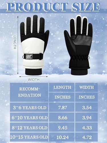 Image of SATINIOR 2 Pairs Kids Waterproof Winter Snow Gloves Ski Gloves for Boy Girl Outdoor Warm Thickening Snowboard
