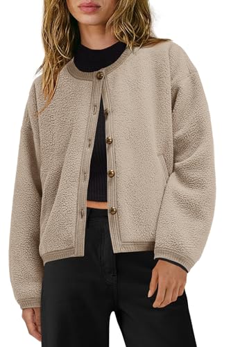 Image of Yanekop Womens Sherpa Jacket Button Down Fleece Winter Coat Fuzzy Jackets Chunky Cardigan Sweaters Open Knit Sweater