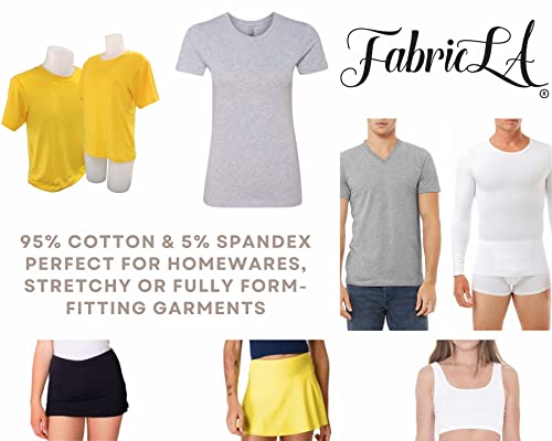Fabricla Cotton Spandex Jersey Fabric - 10 Oz, 4-Way Stretch, 60" Inch Wide By The Yard – Skirts, Tops, T-Shirts - White, 2 Continuous Yards #TOP3