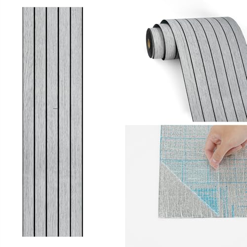 Wallercity Gray/White Wood Slat Wall Panel for Walls Self Adhesive Noise Cancelling Wood Panels for Bedroom Living Room Peel and Stick Acoustic Decorative 3D Sound Absorbing Wall Paneling 11.8''x118'' by Wallercity - Used condition - Image 9
