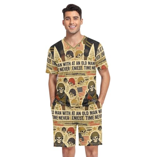 Camisas de pijama para hombre GuoChe en talla S con bandera de EE UU manga corta