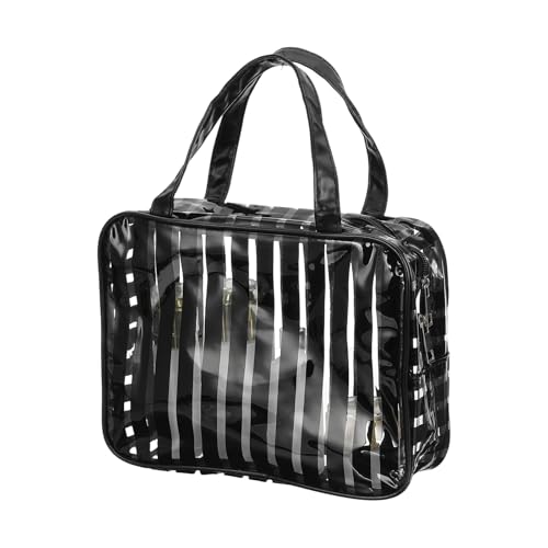 Trousse de toilette transparente femme PVC imperméable grand format organiseur maquillage noir