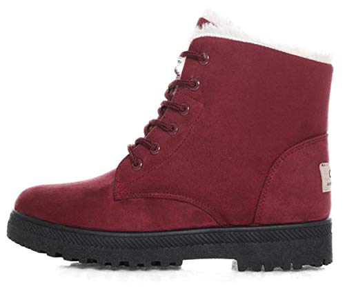 Dadawen Women's Suede Waterproof Lace Up Winter High Top Snow Boots Red Us Size 5.5 #TOP3