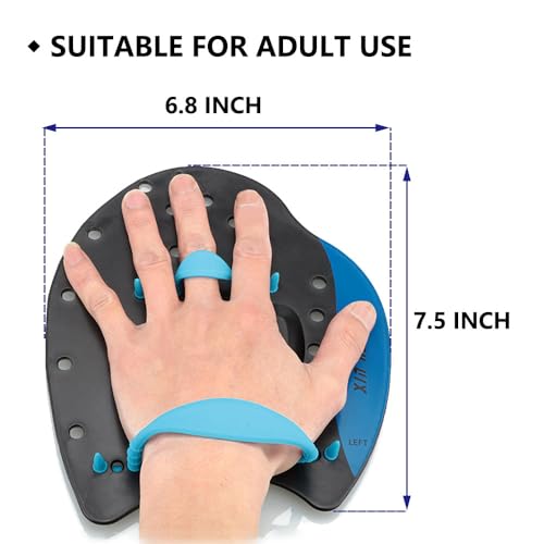 BIGEBO Swim Hand Paddles, Kids Adults Swimming Hand Paddles Water Resistance Aqua Swimming Equipment for Swim Training - Thumbnail 2