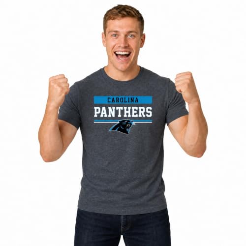 Team Fan Apparel NFL Adult Team Block Tagless T-Shirt - Cotton Blend - Charcoal - Perfect for Game Day - Comfort and Style, Charcoal, Large