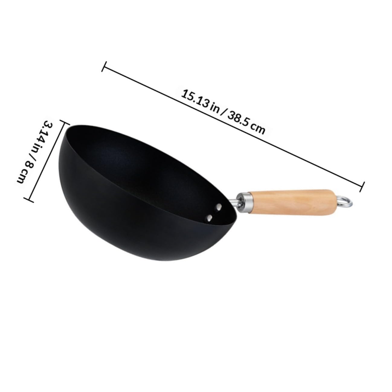 Mini Padella in Acciaio Inox 22 Cm senza Rivestimento Antiaderente, Wok da Cucina Leggero con Manico Ergonomico, Adatta a Piani Cottura a Induzione, Gas ed Elettrici per Uso