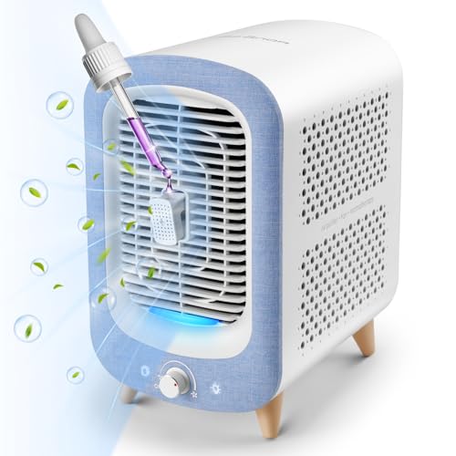 Air Purifier for Home Bedroom 780sq ft, HEPA & Activated Carbon, Air Cleaner with Fragrance Sponge & Nightlight, JF180 Blue