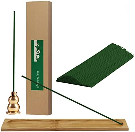 ZZQFHBH Incense Sticks(90 Sticks, 40g) Insense Sticks, Made of Essential Oils, Pollen, Aromatic Wood Powders,with Bamboo and Metal Incense Holders Inside, for Relaxation, Meditation Etc.(Greentea)