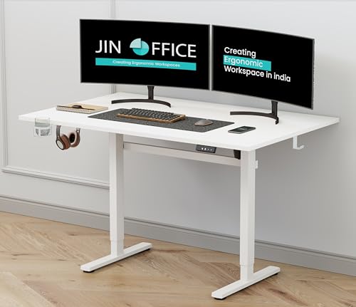 Octave Electric Height Adjustable Desk | Standing Desk, 80 Kg Wt. Cap, 2 Year Warranty| Sit Stand Table with Cup Holder, Memory Preset| Stability Cros