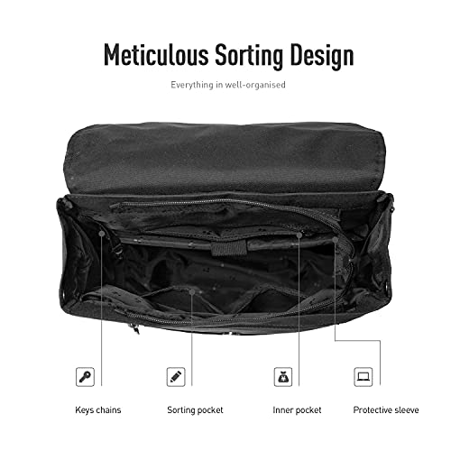 MAH Young Polyester Backpack, 14-inch Laptop Compatible, Gray Paint, Multi-Pocket Design for Work School Travel (Black)3