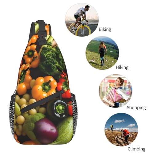 Morrales tipo bolso con estampado de frutas y vegetales miniatura 6