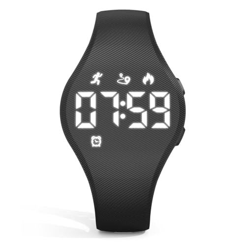Focwony Digitale Fitness-Tracker-Uhr für Kinder mit LED-Anzeige, für 5–15 Jahre, wasserdichte Armbanduhr ohne App, mit Schrittzähler, Wecker, für Kinder, Jungen, Mädchen, Teenager (Schwarz) Focwony Digitale Fitness-Tracker-Uhr für Kinder mit LED-Anzeige, für 5–15 Jahre, wasserdichte Armbanduhr ohne App, mit Schrittzähler, Wecker, für Kinder, Jungen, Mädchen, Teenager (Schwarz)