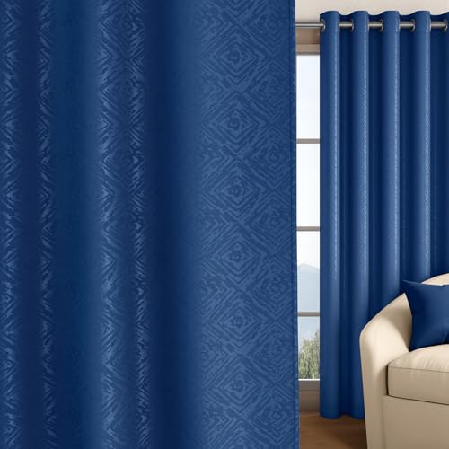 Image of Wakefit Jacquard Room Darkening Curtain | Light Blocking Upto 70% | (9 x 3.9 ft) | Door Curtain | Set of 2 | Reduces Noise | Machine Washable | Smash |Diamond Blue