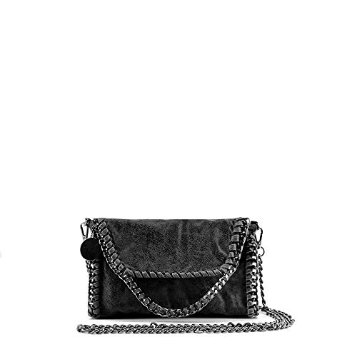 MODELISA - Bolso Bandolera Cadena Con Solapa Estilo Casual Mujer (Negro/1) MODELISA - Bolso Bandolera Cadena Con Solapa Estilo Casual Mujer (Negro/1)