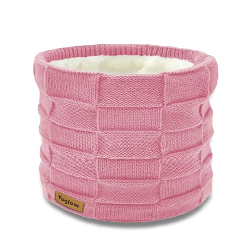 Adults Knit Thermal Neck Warmer Gaiter | Windproof Fleece-Lined Face Mask | Stretchy Unisex Winter Scarf for Work & Ski Gear(Pink)