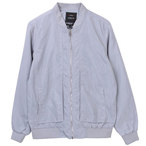 Men Fashion Classic Collarless Bomber Jacket Slim Bike Motorcycle Coat Outwear(US Size L, Sliver)