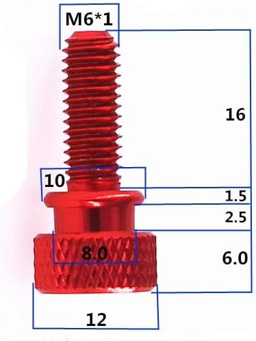 3pcs M6 aluminum alloy adjust handle screws high head arc steps pineapple grain hand screw aviation model bolts wine red color (Length: M6x16mm)