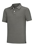 Willit Boys' Polo Shirt Striped Youth Kids Golf Shirts Quick Dry Athletic School Golf Polos Short Sleeve Black Stripe 2T