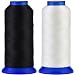 Selric [3000Yards/Black+White] Pack of 2 UV Resistant High Strength Polyester Thread #69 T70 Size 210D/3 for Upholstery, Outdoor Market, Drapery, Beading, Purses, Leather