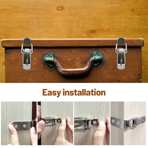 TETEWEVER 10 Stück Ecke Spannverschluss Edelstahl, Kistenverschluss 90 Grad, Schnappverschluss mit Schrauben, Spannverschluss mit Verriegelung für Case Box, Schublade, Toolbox