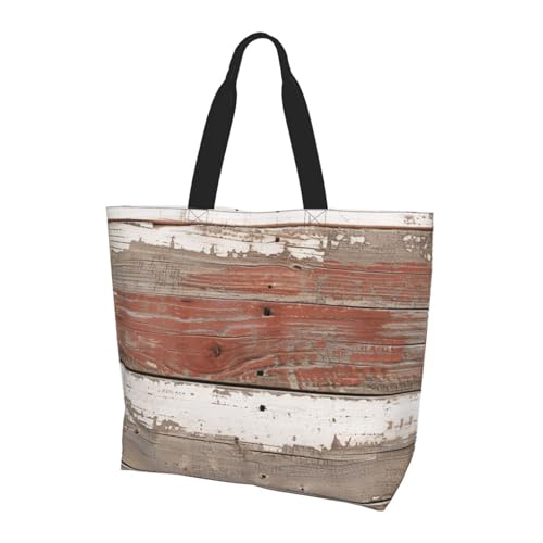Bolso Totebag Madera Rústica De Granero Viejo Estampada Bolso De Hombro Para Mujer Reutilizables Con Asa Bolsas De Compras, Para Estudiantes, Gimnasio, Enfermería, Playa
