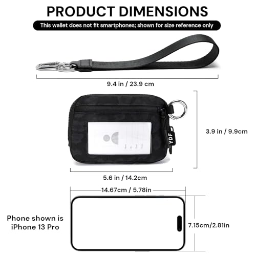Image of Wristlet Wallet for Women with Clear ID Window, Zip Coin Purse and Keychain | 3 Card Slots, Exterior Zip Pocket, Inner Mesh Pouch, Lipstick Holder, Detachable Wrist Strap, Lightweight Nylon