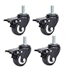 Caster X4 M10/M8X25Mm schroefdraad stuurpen wielen wiel Pu Rubber draaibare meubels trolley wielen wielen met rem zwart…