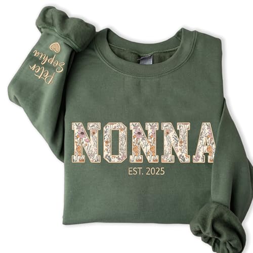 Custom Grandma Embroidered Sweatshirt, New Mom Gifts, Mama Floral Applique Sweatshirt