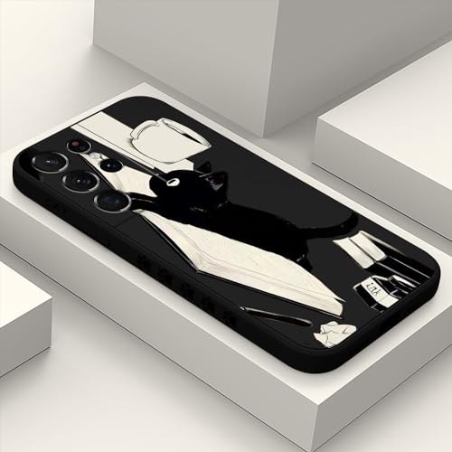 Coque Samsung S21 Ultra silicone motif chat noir housse de protection souple florale fine