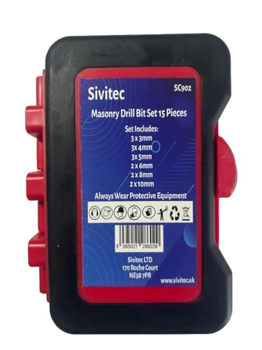 Sivitec 15Pcs Tct Masonry Drill Bit Set Carbon Steel Tungtsten Carbide Bits For Brick, Masonry, Block And Stone With Soft-Grip Storage Case - 2