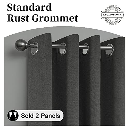 Size 50x102 Color Charcoal Grey 100% Blackout Linen Curtains 102 Inches Long 2 Panels for Bedroom,Modern Village Full Black Out Room Darkening Thermal Insulated Window Curtain Panels W50 x L102 Inch Length