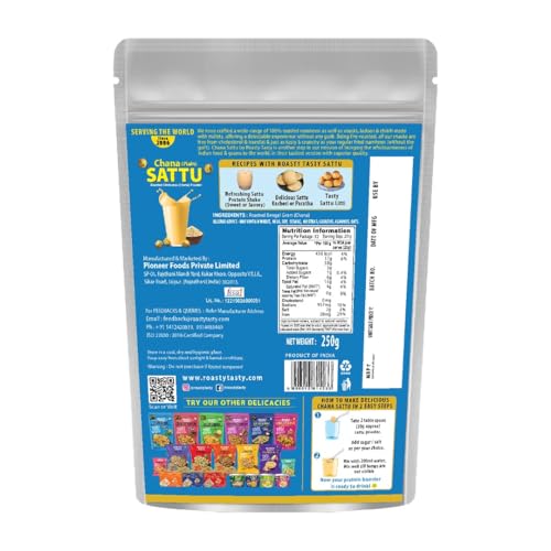 Image of Roasty Tasty Chana Sattu Powder | Plant Based Protein | Energy Booster | High in Protein | High in Fiber | Healthy Food | Roasted Chana | Chana Flour | Sattu Atta | Gluten Free | 500 gm