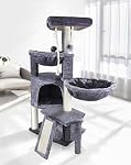 WANG XIN Three Layer Cat Tree with Cat Condo and Two Hammocks,Grey