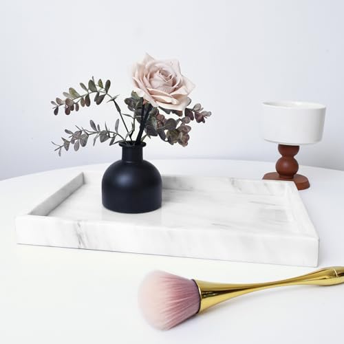 Yew & Tulip Natural Marble Vanity Tray, Nature White Marble with Spots Serving Tray for Bathroom, Kitchen, Vanity, Home Decor, Wedding etc. (12" x 8" x 1.2") by Yew & Tulip - Image 2