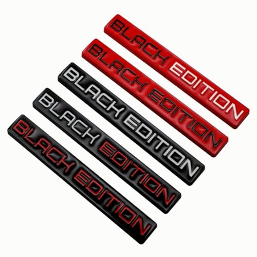 Image of 2pcs Black Edition Metal Emblem 3D Badge Replacement for Car Truck Side Door Bike Stickers Nameplate (Black Red)
