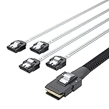 10Gtek Mini SAS 6G内部 36Pin(SFF-8087) オス to 4x SATA 7Pin メス ファンアウト ケーブル, 0.8メートル