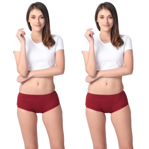 Image of Adira | Period Panty Boxer for Women | Boxer Fit for High Flow | with Support Patch for Pad | Leakproof & Skin Friendly | for School, Travel & Work | Patented | Pack of 2