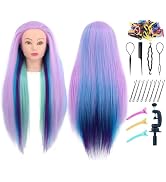 Mannequin Head with Hair piaou 29'' Doll Head for Hair Styling Cosmetology Mannequin Head for Bra...