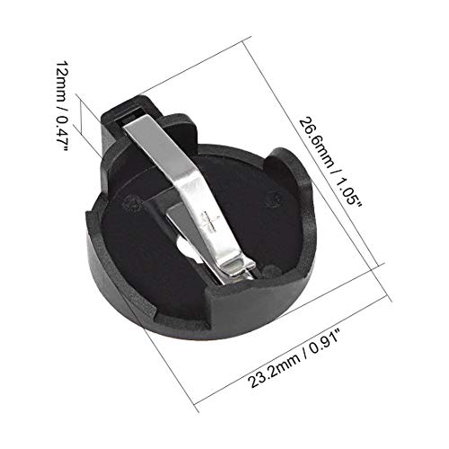 Uxcell 6 Pcs 2 Terminals Round Horizontal Coin Button Battery Holder Black For #TOP1