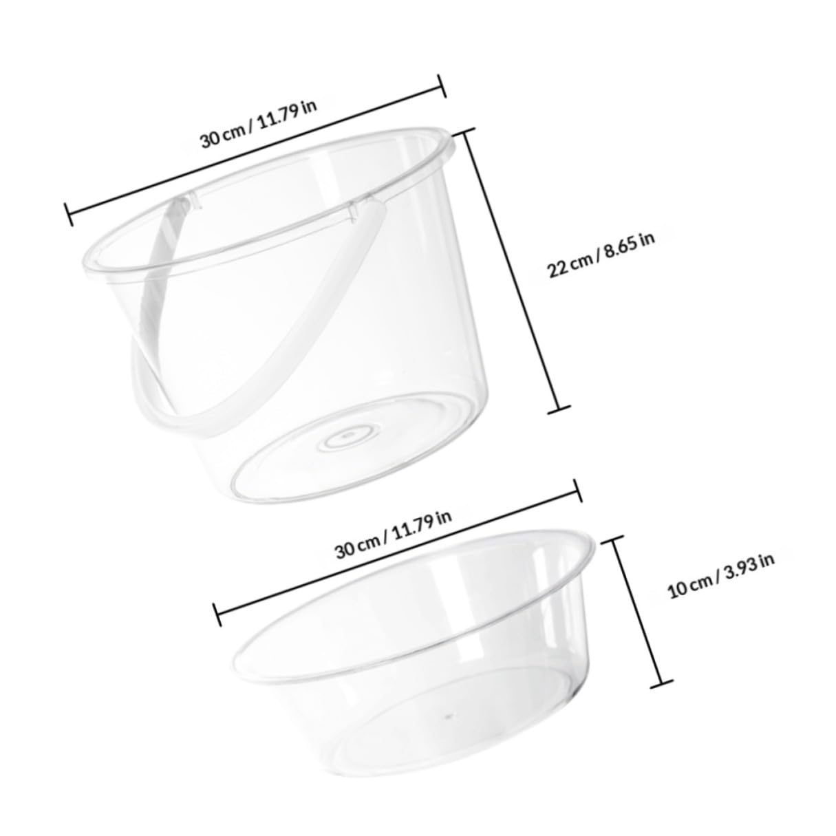 Housoutil Cubo de Lavado Portátil de Plástico Transparente Asa y Tapa, Ligero y Práctico para Remojar los Pies y Lavar la Ropa en Casa