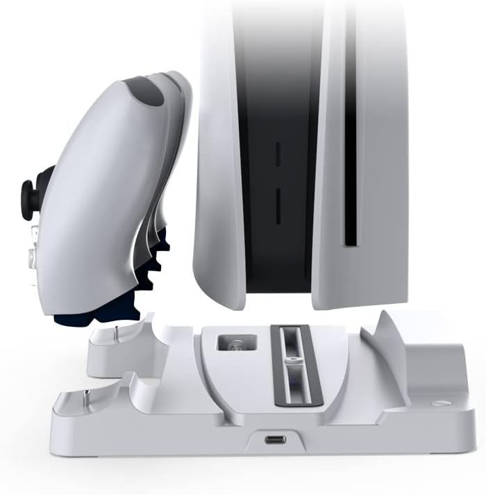 POLOO for PS5 Multi-Function Cooling Base Handle Dual-seat Charging with Blue LED Light