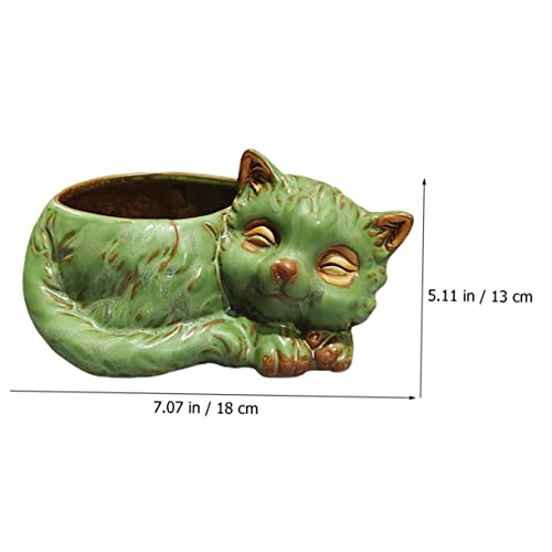 Hanabass 3Pcs Cat Flower Pot Outdoor Rabbit Decor Desk Topper Mini Planters Ceramic Succulent Pots Parlor Palm Cute Planter Pot Cat Shape Planter Planting Pot Outdoor Flower Pot Animal #TOP2